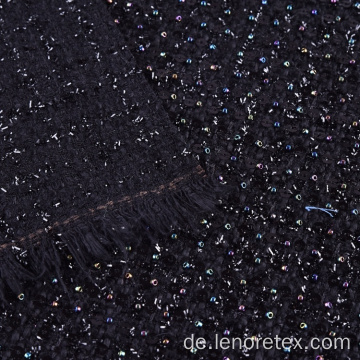 100% Polyester gewebt schwarz metallischer Paillettes-Tweed-Stoff